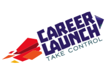 A logo for the career launch take control contest.