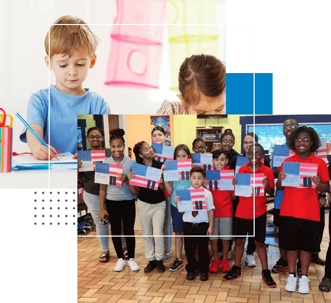 A group of children holding up signs in front of them.